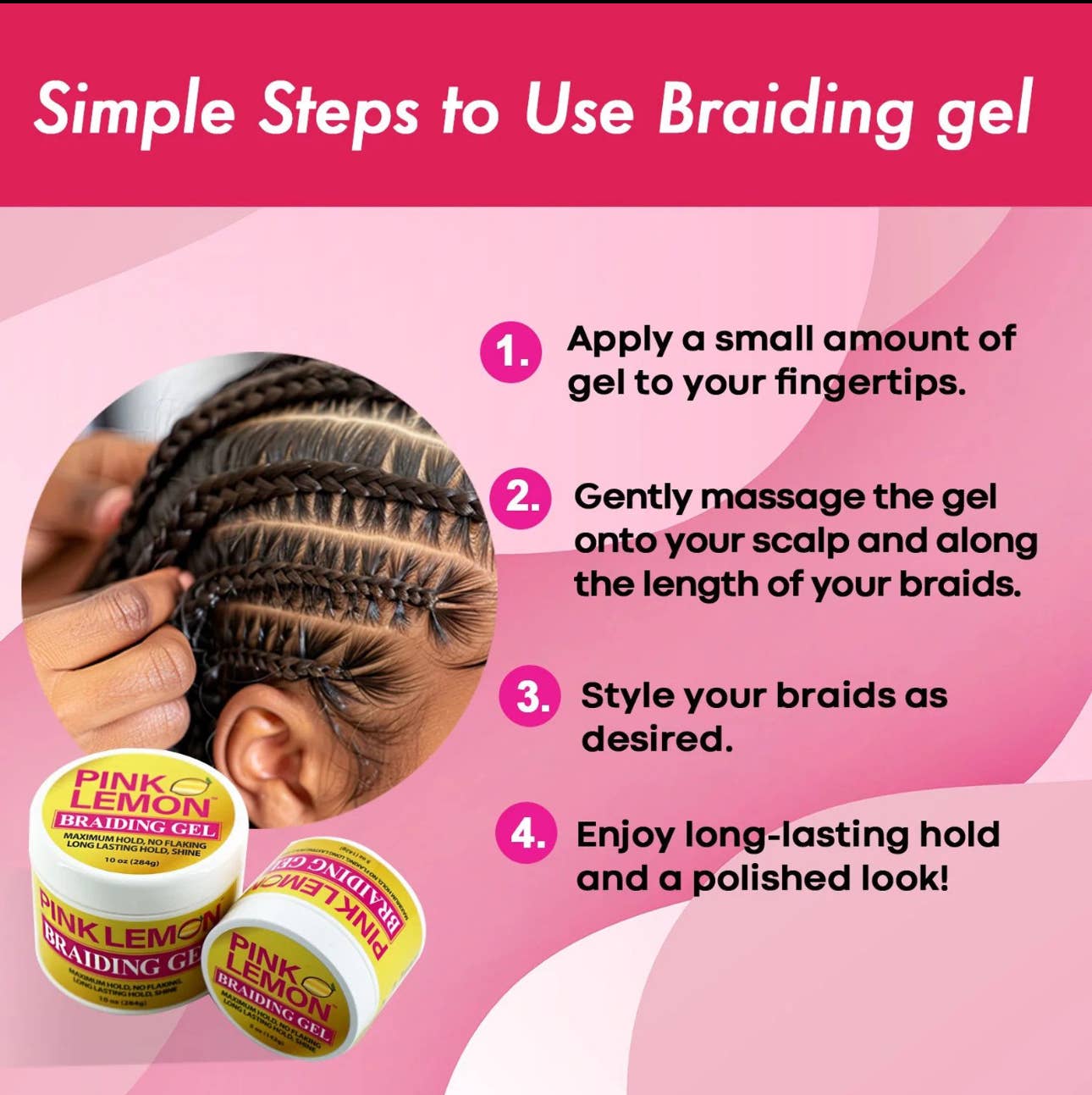 GIFTHAIRS BEAUTY STORE - Wholesale Hair Styling Gel/Mousse - PINK LEMON BRAIDING GEL2