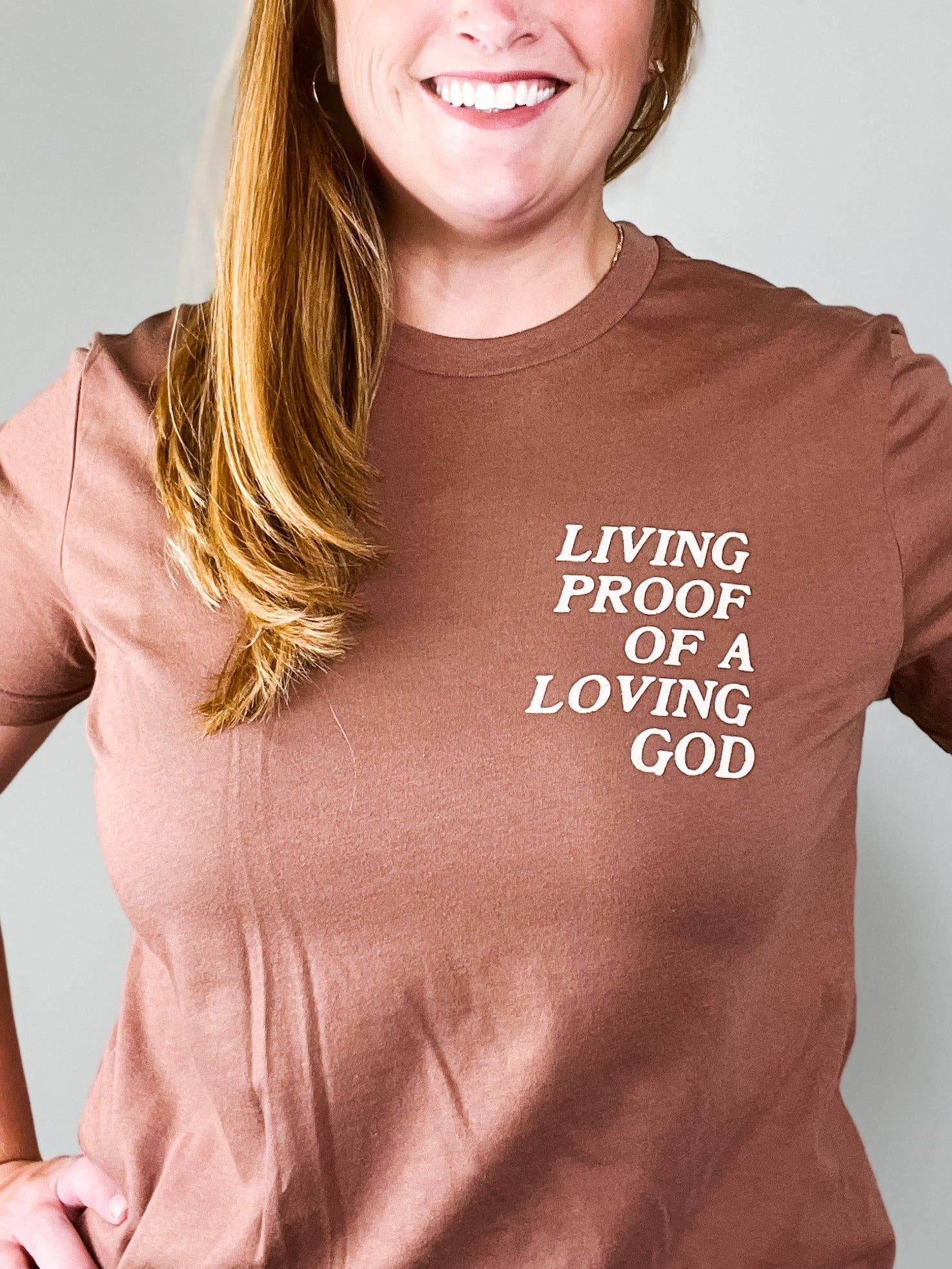 Rohi Clothing - Wholesale Screen Printed T-Shirt - Women's - Living Proof of a Loving God Faith based Tee4