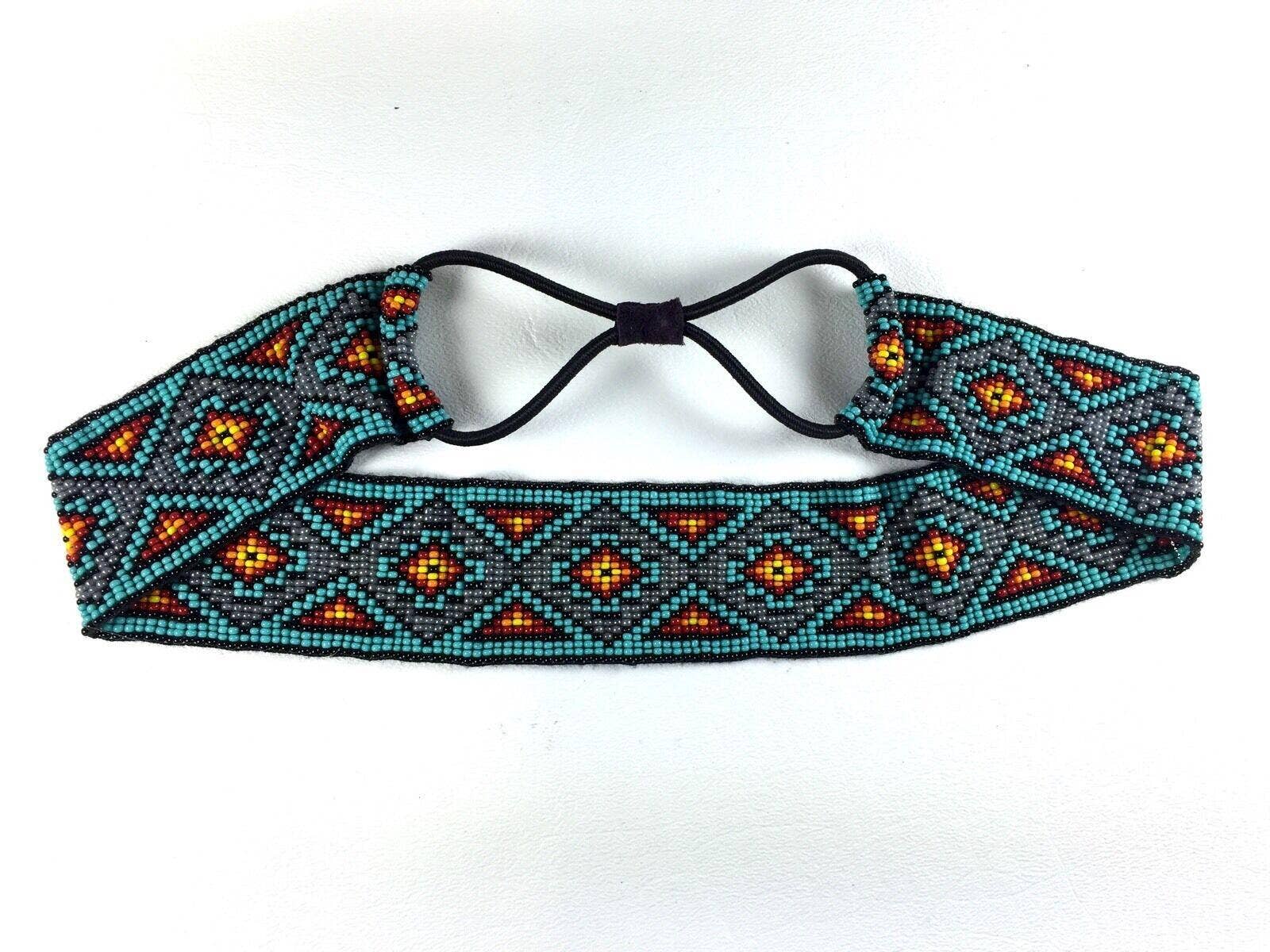 BEADS CORNER – wholesale Barrette – Women’s – Native Style Handcrafted Beaded Multi-Color Stretchable Hair Band/Headband Z54/52