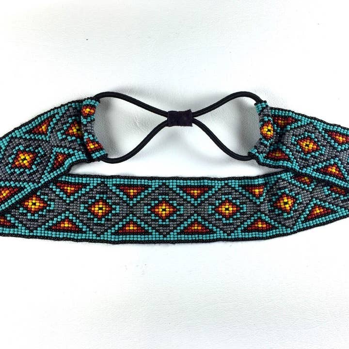 BEADS CORNER – wholesale Barrette – Women’s – Native Style Handcrafted Beaded Multi-Color Stretchable Hair Band/Headband Z54/52