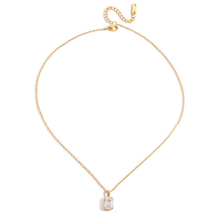 Radiance Baguette Necklace- Water Resistant for wholesale by Savvy Bling