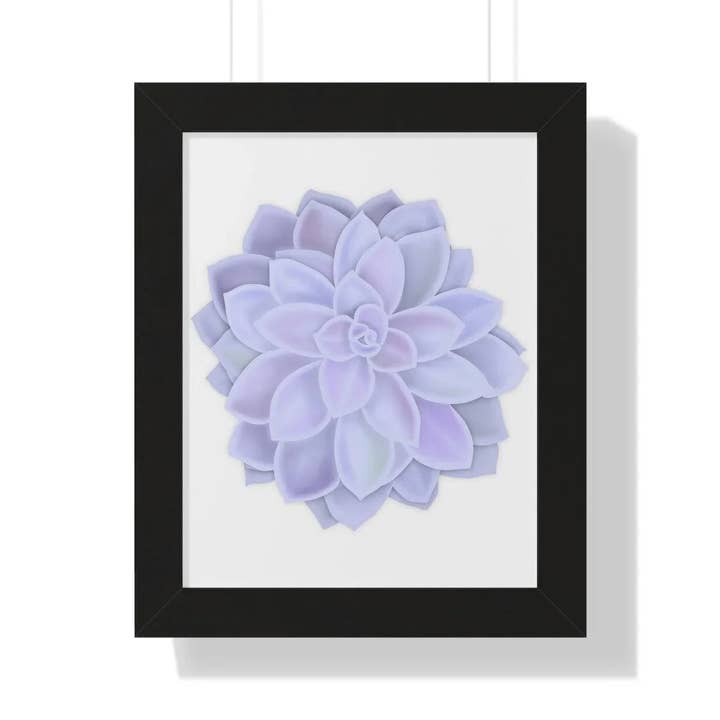 Pastel Purple Graptopetalum Murasaki Rosette Framed Print With Acrylic Cover Frame for wholesale by The Potted Pixel