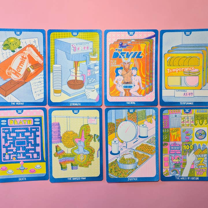 Coffret de 8 cartes postales Tarot Cornerstore - Set 2 | 8 cartes Risograph 13 x 18 cm pour la vente par Christina Hu