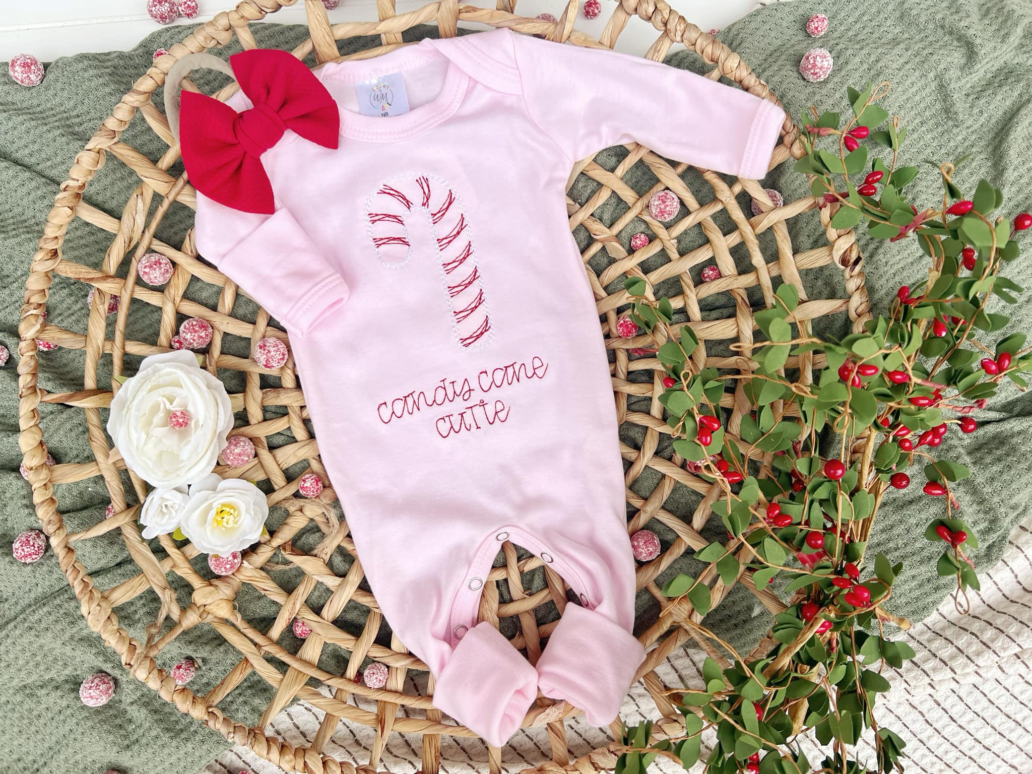 Wonderfully Made - Vendita all'ingrosso Tutina - Neonati - Tutina per neonata | Tutina rosa chiaro per bambina Candy Cane Cutie4