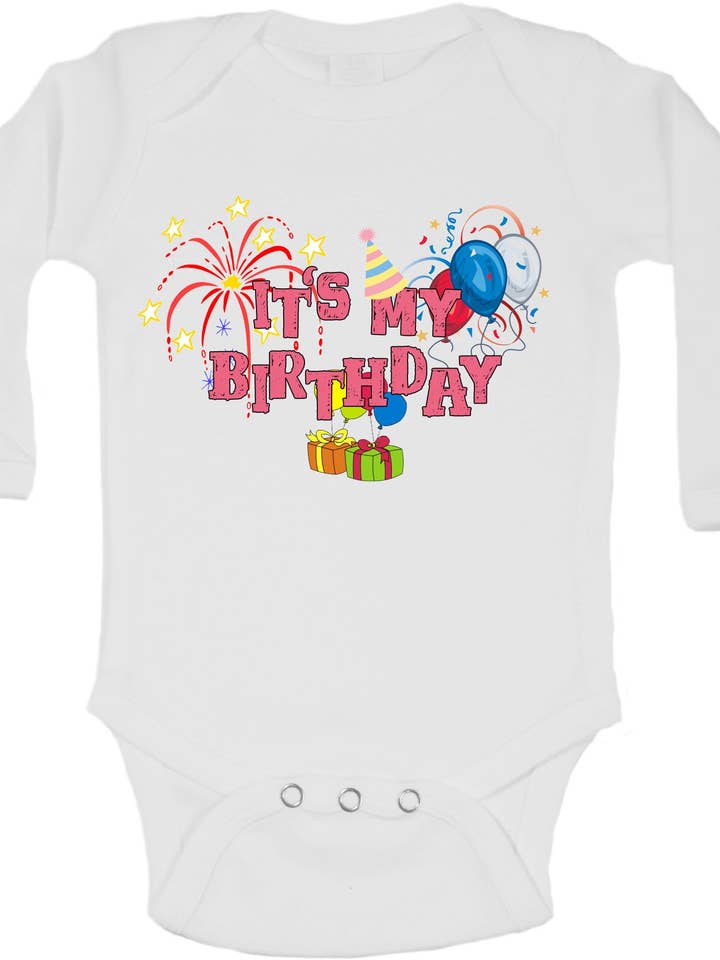 It's My Birthday - Long Sleeve Vests for Girls for wholesale by Little Ratbag