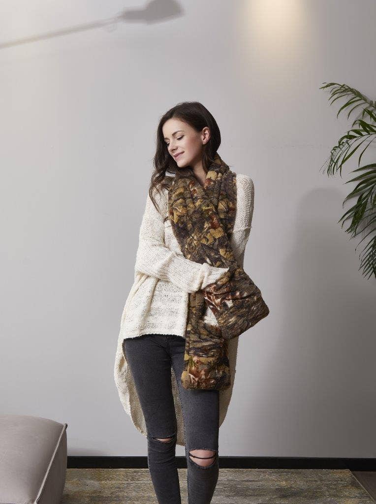 Duke Imports - Wholesale Scarf - Women's - "Woods - Natural" Faux Fur Pocket Scarf0