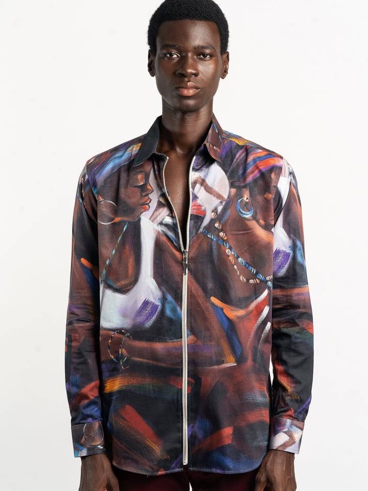 Chemise zippée Art Africain pour la vente par KoshieO