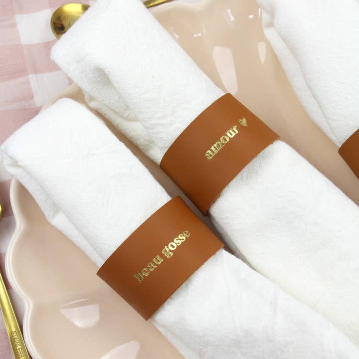 BARNABÉ AIME LE CAFÉ - Wholesale Napkin Ring - Leather napkin ring0