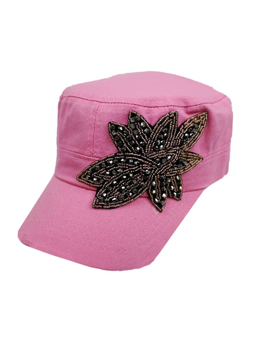 Cap Zone - Wholesale Baseball Cap - Women's - Pewter Gold Floral Applique Cotton Cadet Cap3