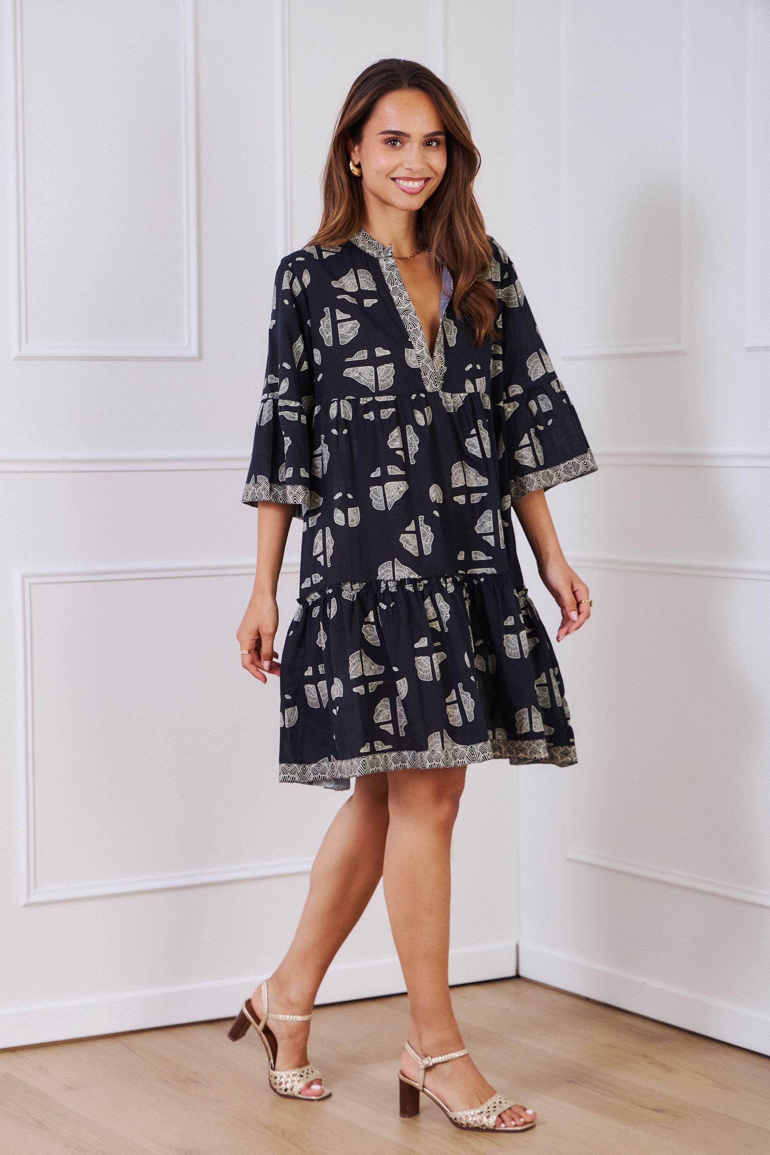 Orice - Wholesale Dress - Women's - Short dress in batik print cotton - Orice0