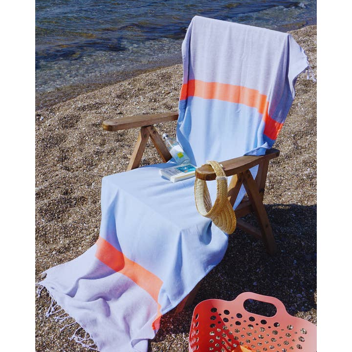 Towel to Go - Wholesale Beach Towel - NEON "2-1" Beach Towel and Bag | Blue - Green | Recycled Cot5