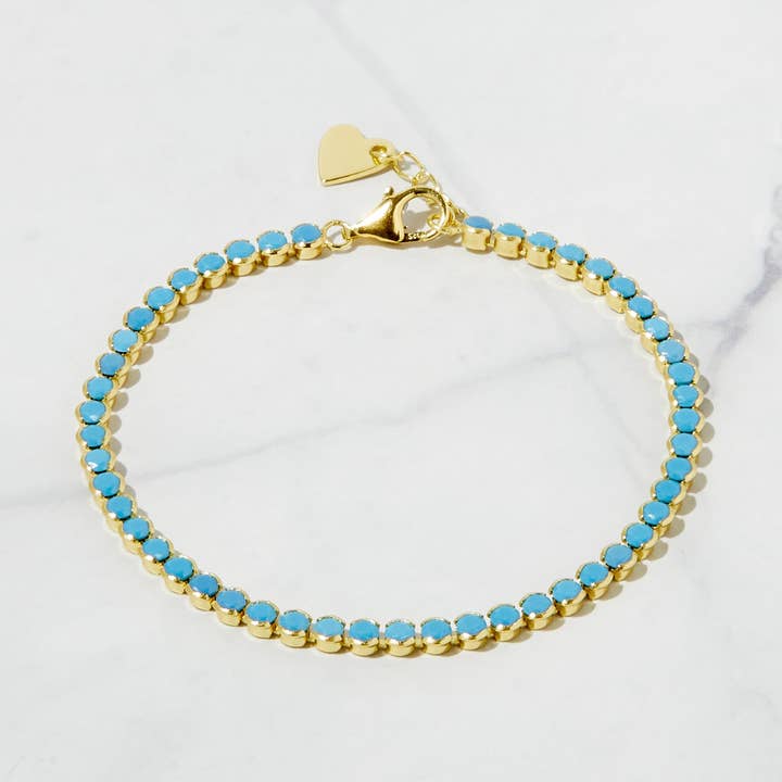 Turquoise Tennis Anklet for wholesale by Sami Jewels