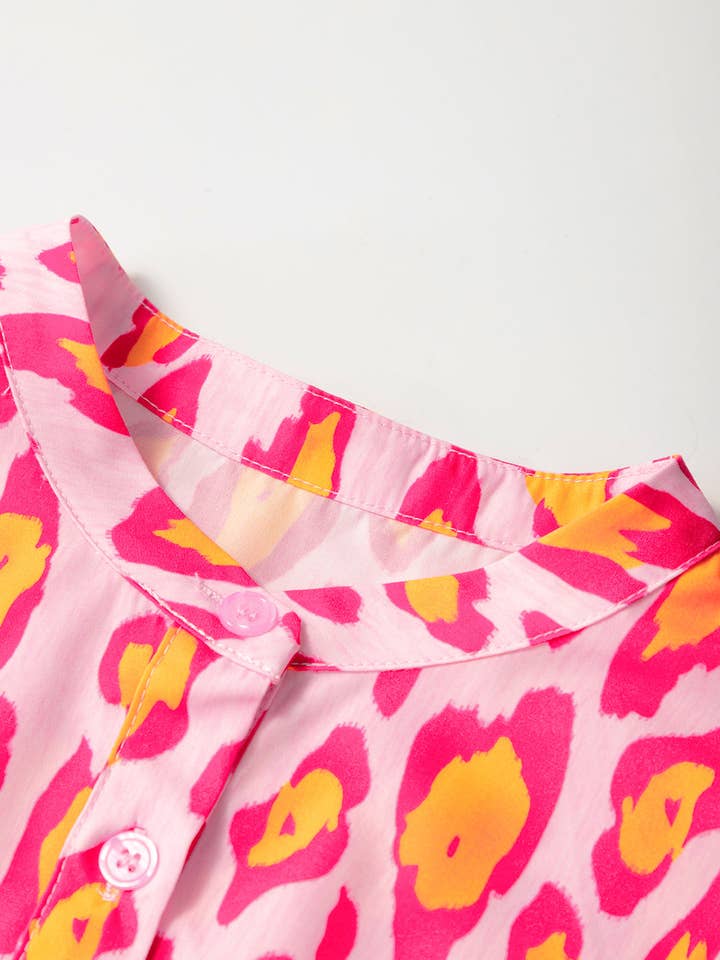 LALA LOO - Wholesale Button Down Shirt - Women's - Leopard Balloon Sleeve Buttoned Shirt11