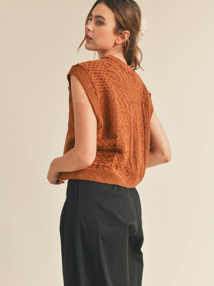 &MERCI – wholesale Tröjväst – Dam – MÖNSTRAD KABELSTICKAD VÄST MSW102237