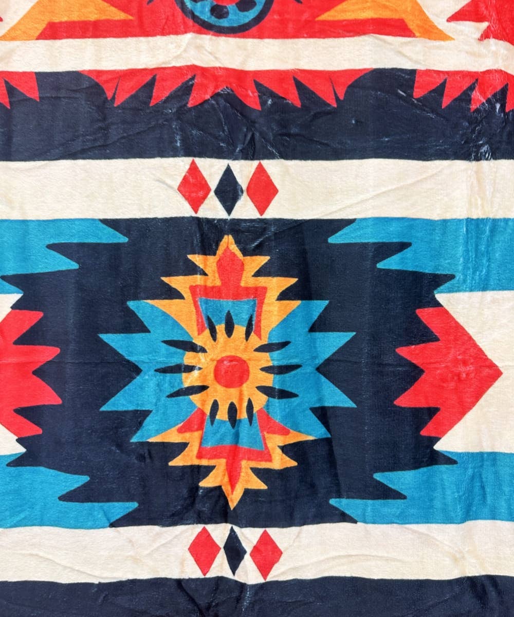 DESHENG ENTERPRISE - Wholesale Throw Blanket - AZTEC WESTERN PRINT FLANNEL BLANKET     1