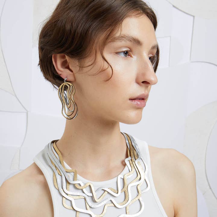 Curves Duo Necklace - Silver / Gold for wholesale on Faire5