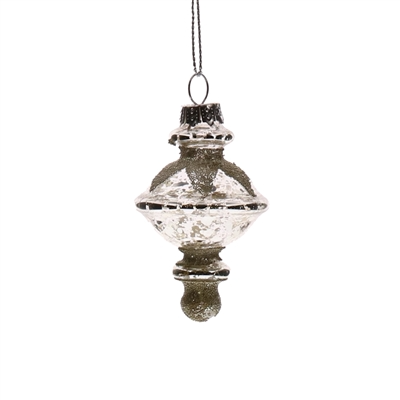 HomArt - Venta al por mayor Conjuntos de adornos - Adornos de cristal clásicos, 6 unidades, plata envejecida con purpurina3