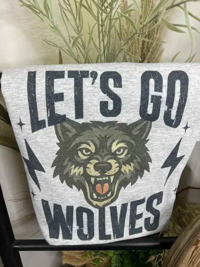 Ash Grey Let's Go Wolves (Gildan Tee) for wholesale on Faire0