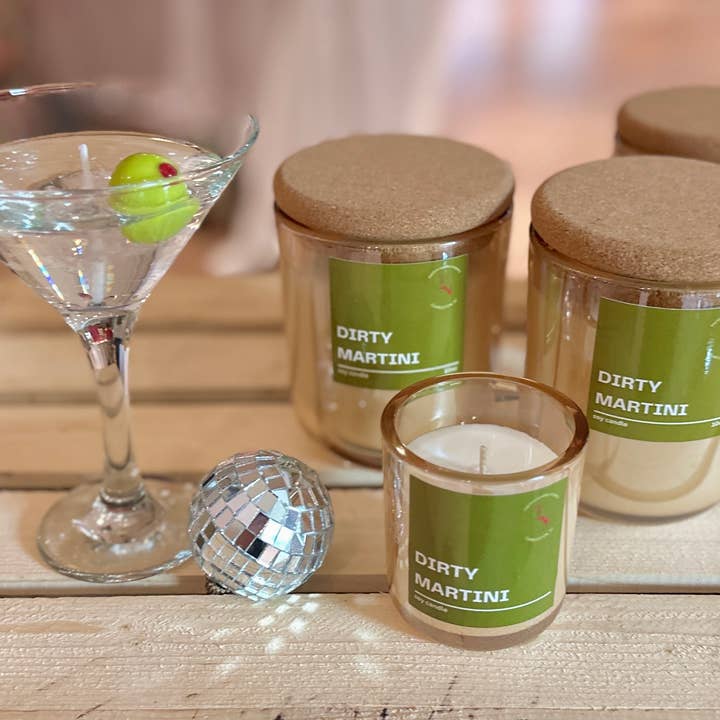 Martini Candle Co. - Wholesale Novelty Candle - Scented 7.5oz. Dirty Martini Candle. Gin. Vodka. Olives. 3