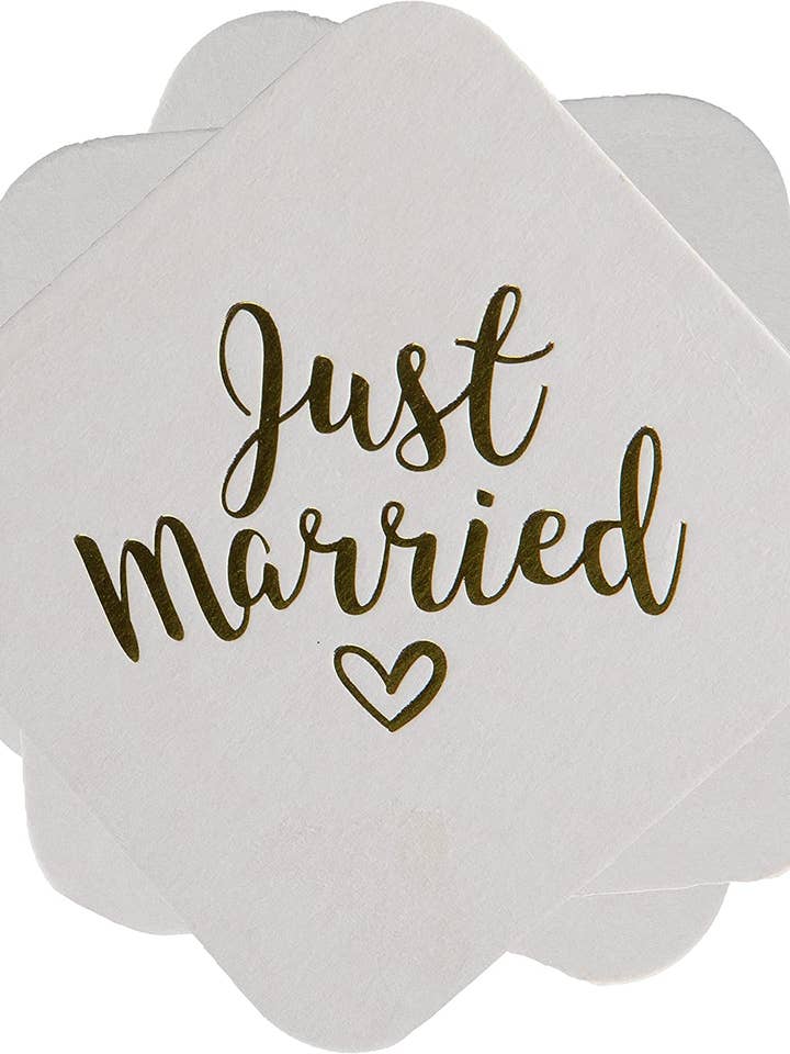 Bierdeckel - Just Married (Set von 12) für den Großhandel von Funky Junque