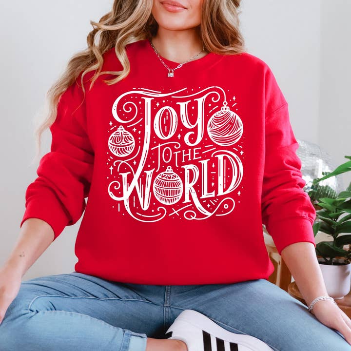 Joy To The World Christmas Graphic Sweatshirt for wholesale by Wholehearted Motherhood and Co.