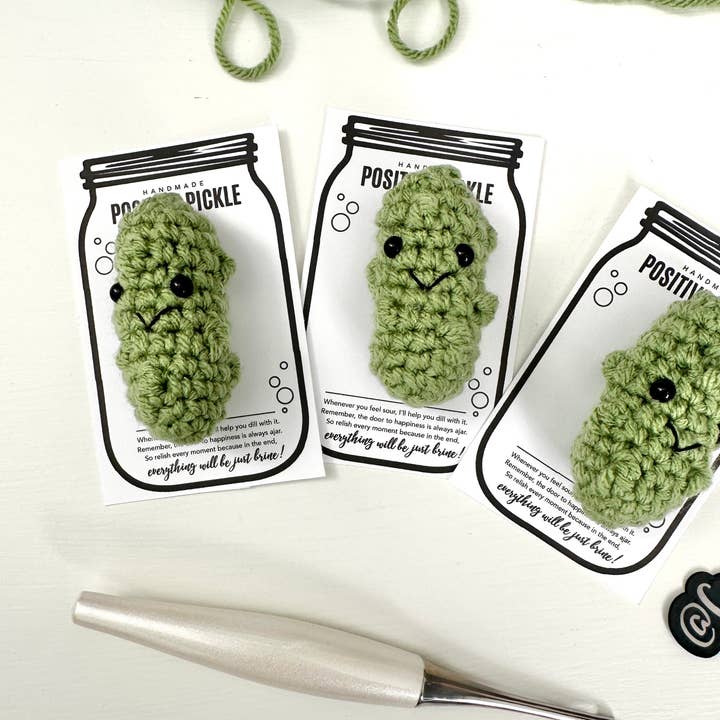 Crochet Happens - Wholesale Decorative Tabletop Object - Positive Pickles - Set of 8 - Made to Order