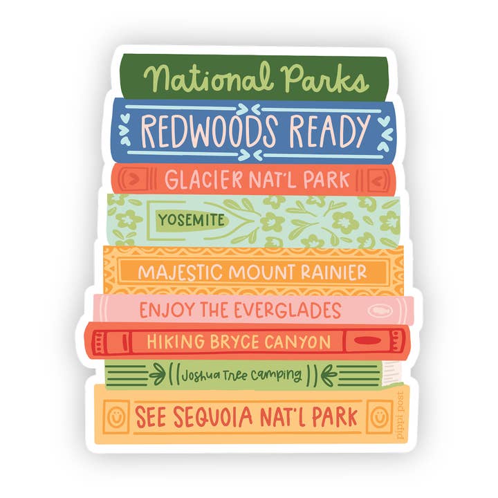 Pippi Post - Wholesale Sticker - National Parks Book Stack Decal Sticker2
