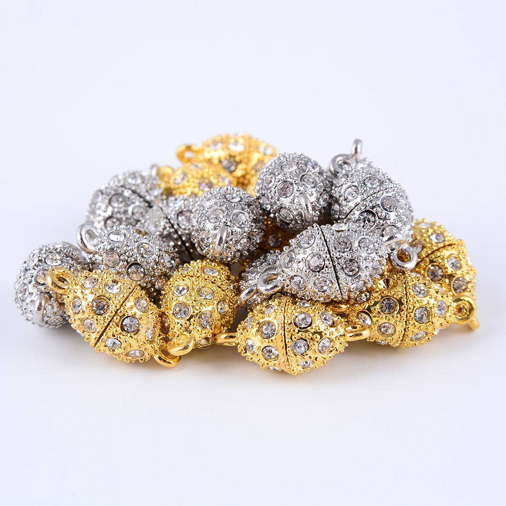 CRCBEADS - Wholesale Clasp - Silver/ Gold Plated Strong Magnetic Rhinestone Clasps Oval Size 10x20mm0