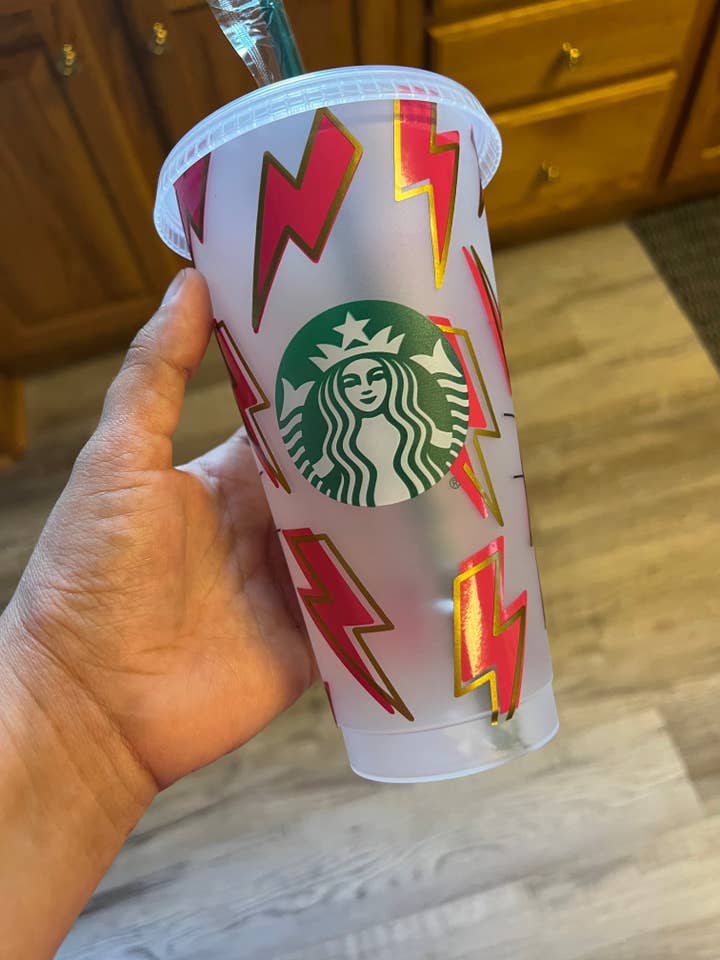 Lightning bolts Starbucks cup for wholesale by Ashleyvinylcreations