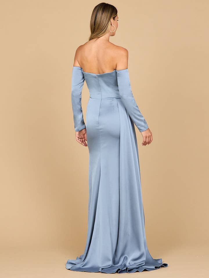 Lara New York - Wholesale Gown - Women's - Lara 28936 - Off Shoulder Satin Dress with Beaded Details1