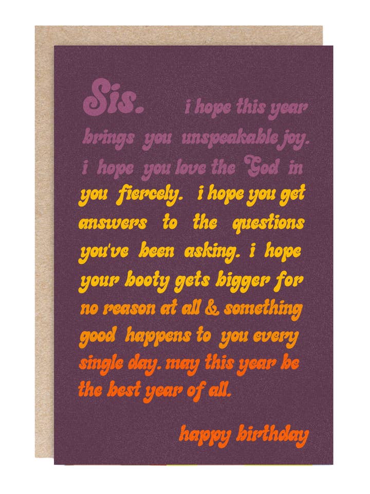 Birthday Card-Happy Birthday Sis-Artist Designed by Kindred for wholesale by Kindred Paper Co.