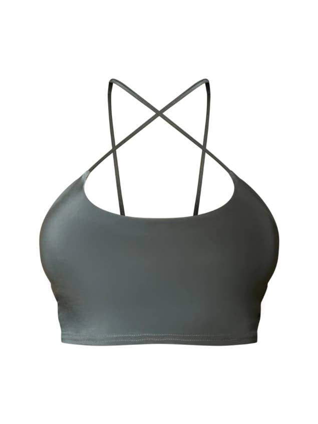 Shape Sea Green Slinky Cross Strap Crop Top for wholesale on Faire2
