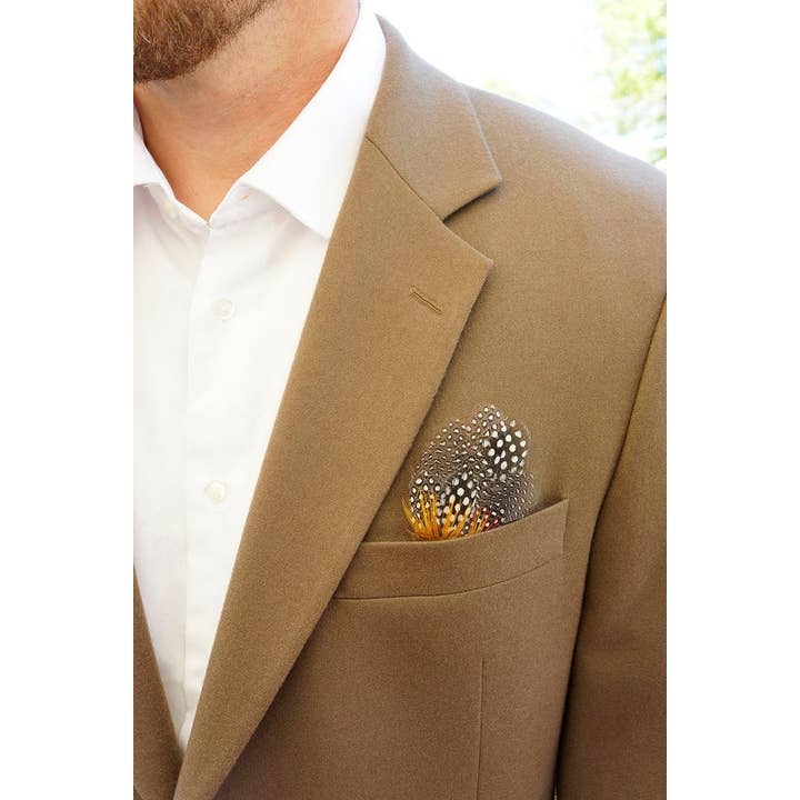 Zucker Feather Products - Wholesale Hair clip – Women’s - Feather Corsage-Guinea-Peacock - Natural4