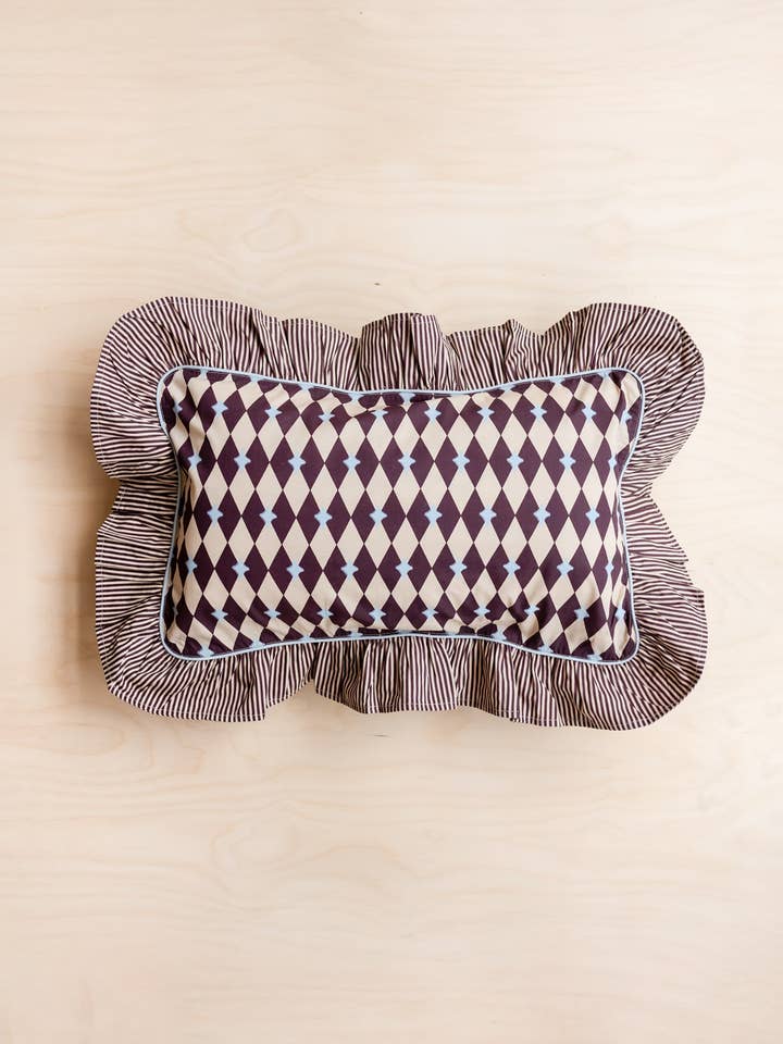 Cotton Cushion Cover in Camel Harlequin for wholesale by TBCo