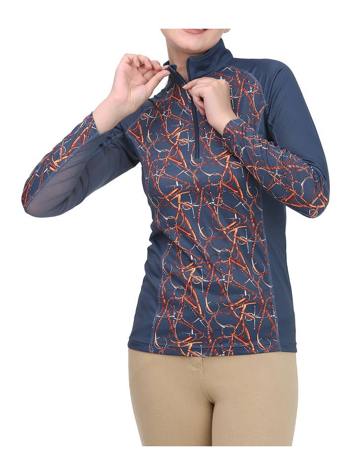 Navy Equine Couture Ladies Snaffle Bridles Sport Shirt for wholesale on Faire4