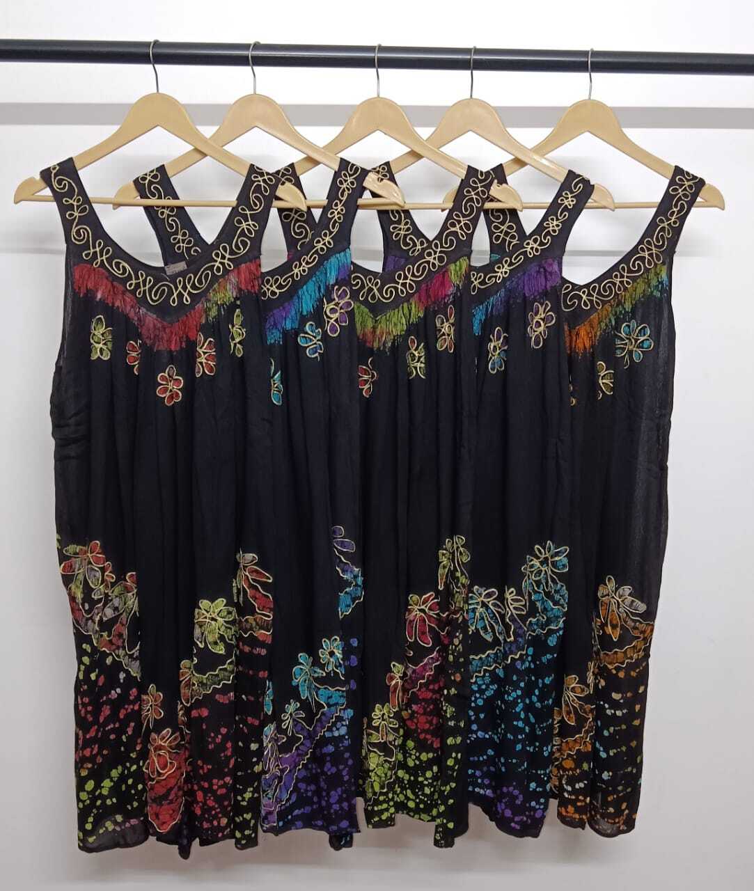 Wevez – wholesale Dress – Women's – Women Solid Embroidered Floral batik Summer Sleeveless Dress1