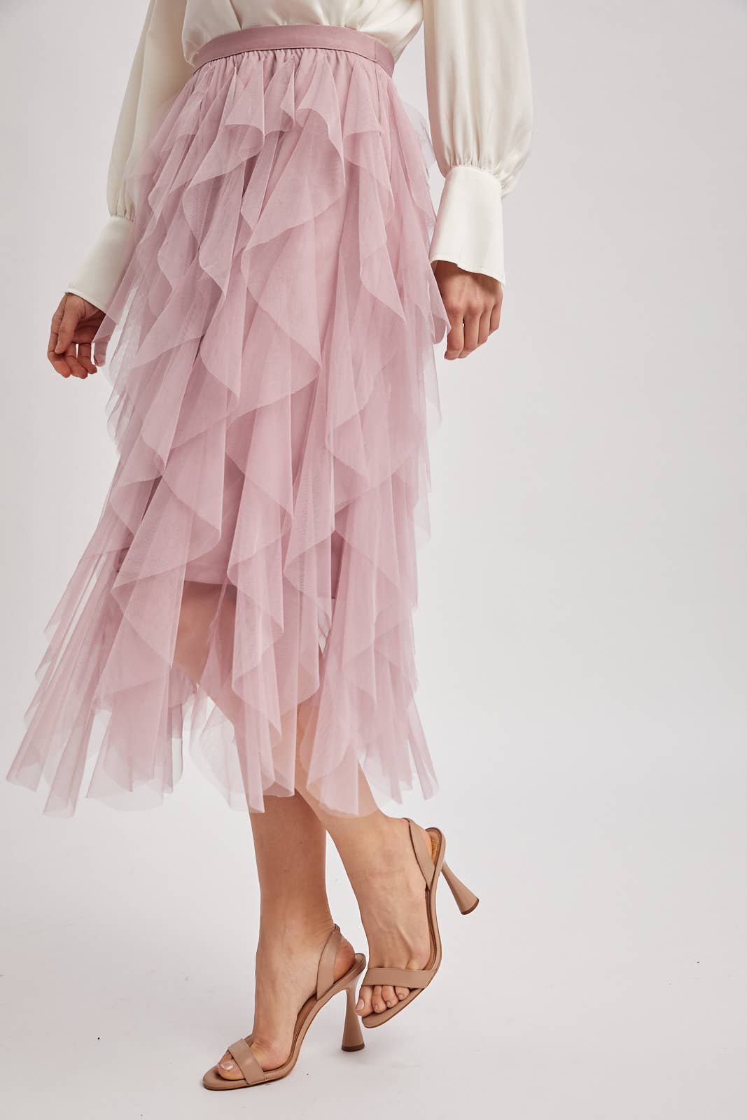 Bluivy - Wholesale Skirt - Women's - SPRIAL RUFFLED TULLE MIDI SKIRT14