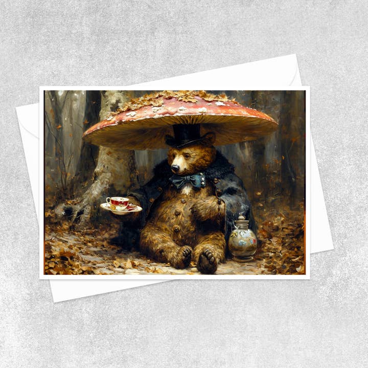 Bear Forest Tea Party Greeting Card 73AS for wholesale by Salty Alyce