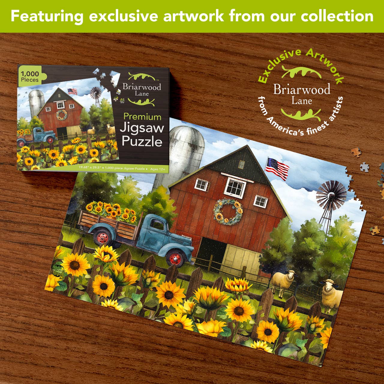 Briarwood Lane - Wholesale Puzzle - Adult - Sunflower Barn 1000 Piece Jigsaw Puzzle1