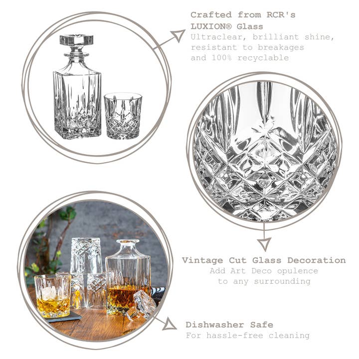 Rinkit Ltd - Vendita all'ingrosso Decanter - RCR Crystal - Set di bicchieri e decanter per whisky Orchestra, 5 pezzi