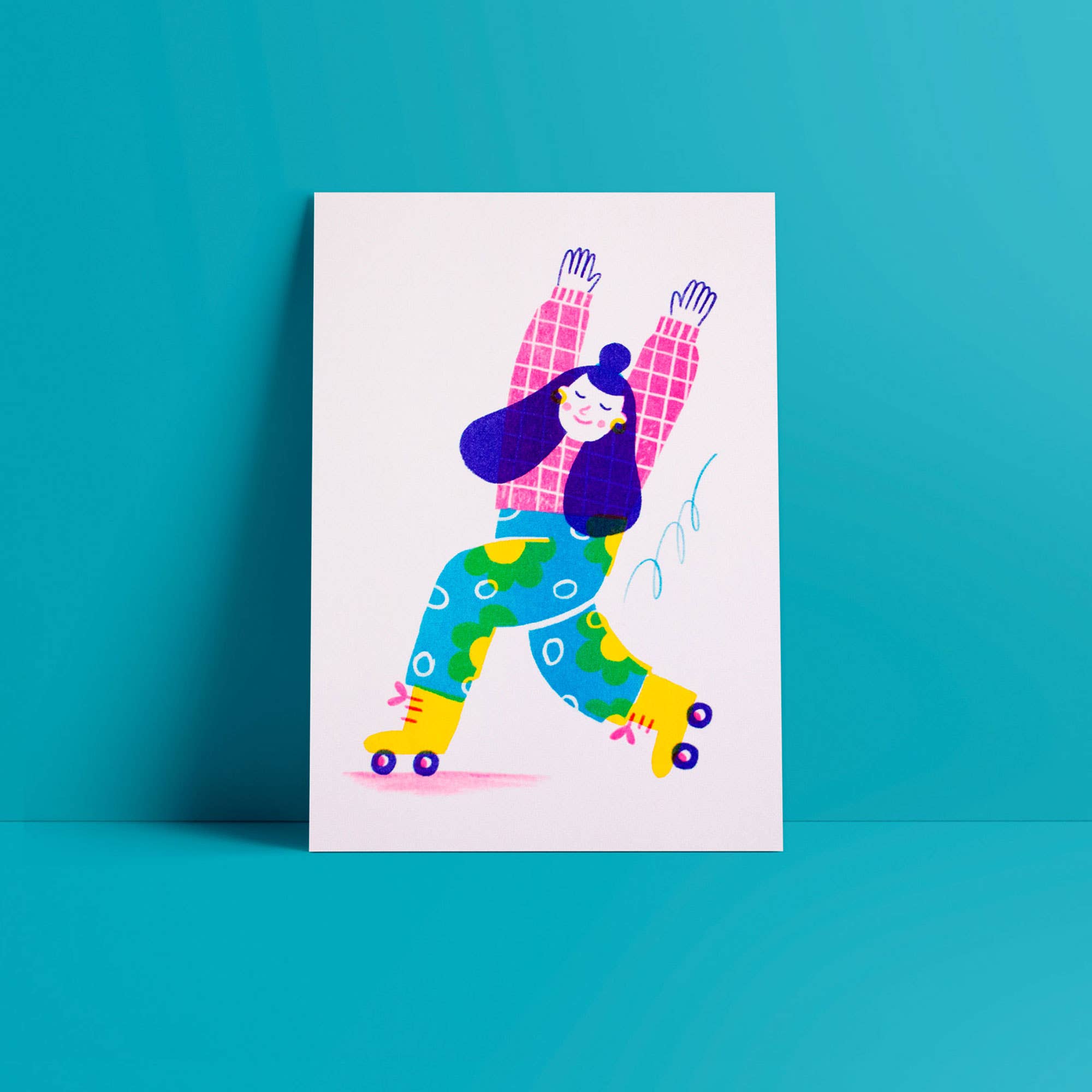 Ana Seixas – Impressão artística por atacado – Julia, a patinadora – Ilustração Risograph A51