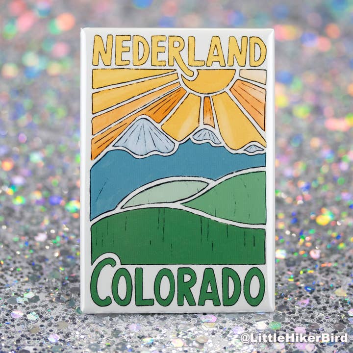 Little Hiker Bird - Vendita all'ingrosso Calamite - Magnete per frigorifero Nederland, Colorado, motivo: Mountain Sketch