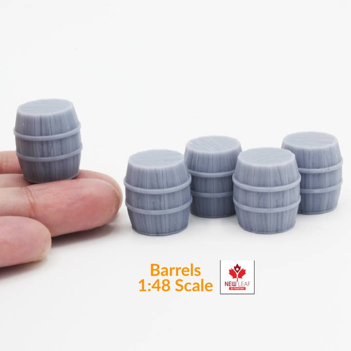 The Scale Grail - Vendita all'ingrosso Decorazioni da tavolo - Barili in scala 1:48 accessori ttrpg 28mm o 32mm per casa delle bambole e diorama di New Leaf 3D (5 barili)