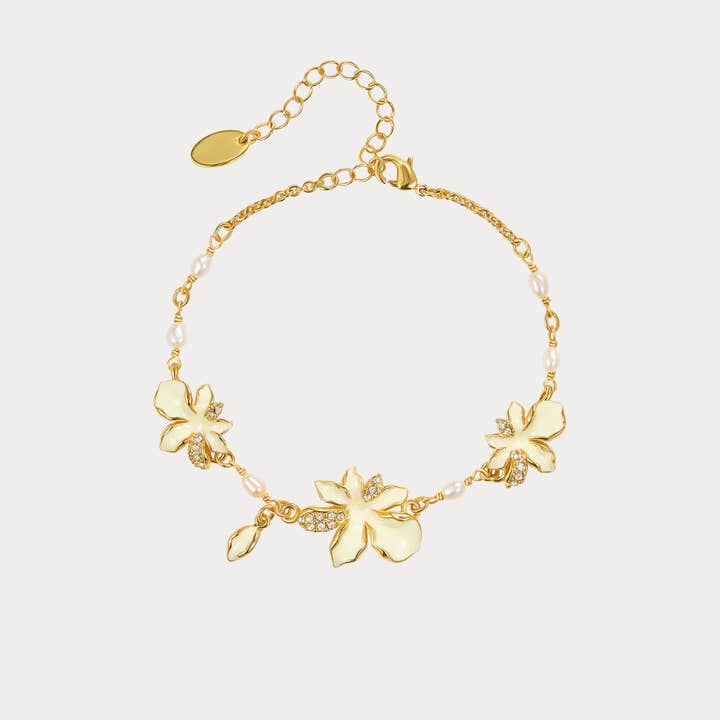 Hvid Iris Blomst Armbånd for engroshandel hos Verdivine