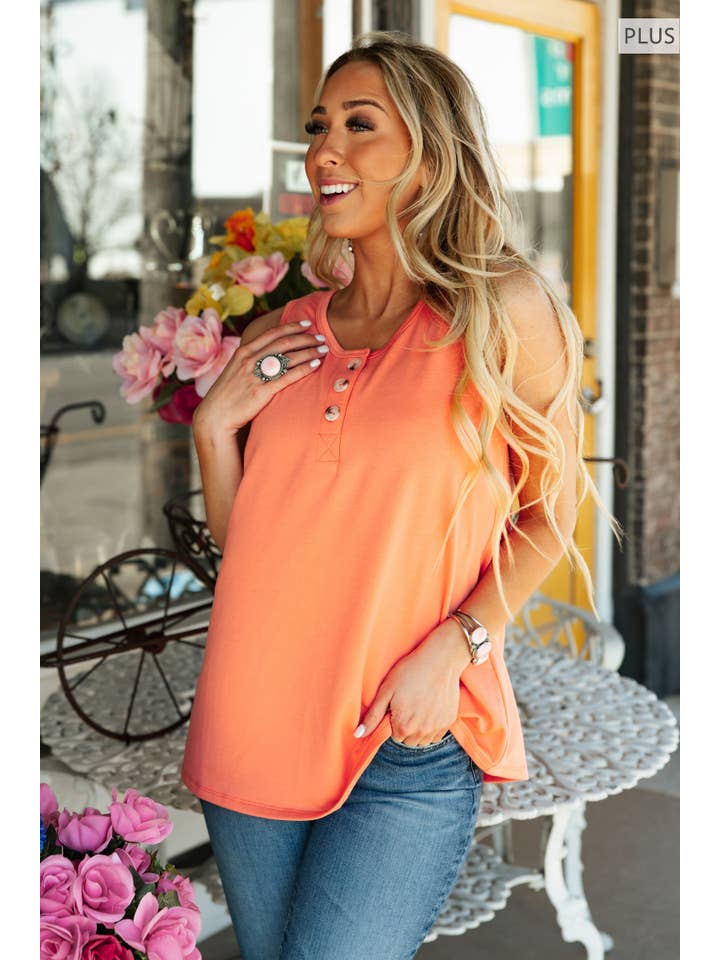 Andrée by Unit – Großhandel Tanktop – Damen – Tanktop aus Frottee mit Knopfleiste in großen Größen