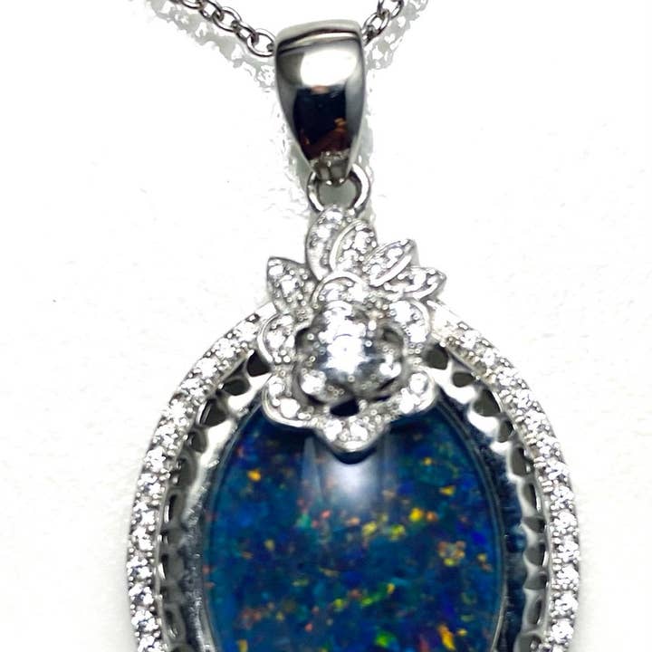 Fancy Boulder Opal Oval Pendant in 925 Sterling Silver for wholesale by Twan Kee Jewelry