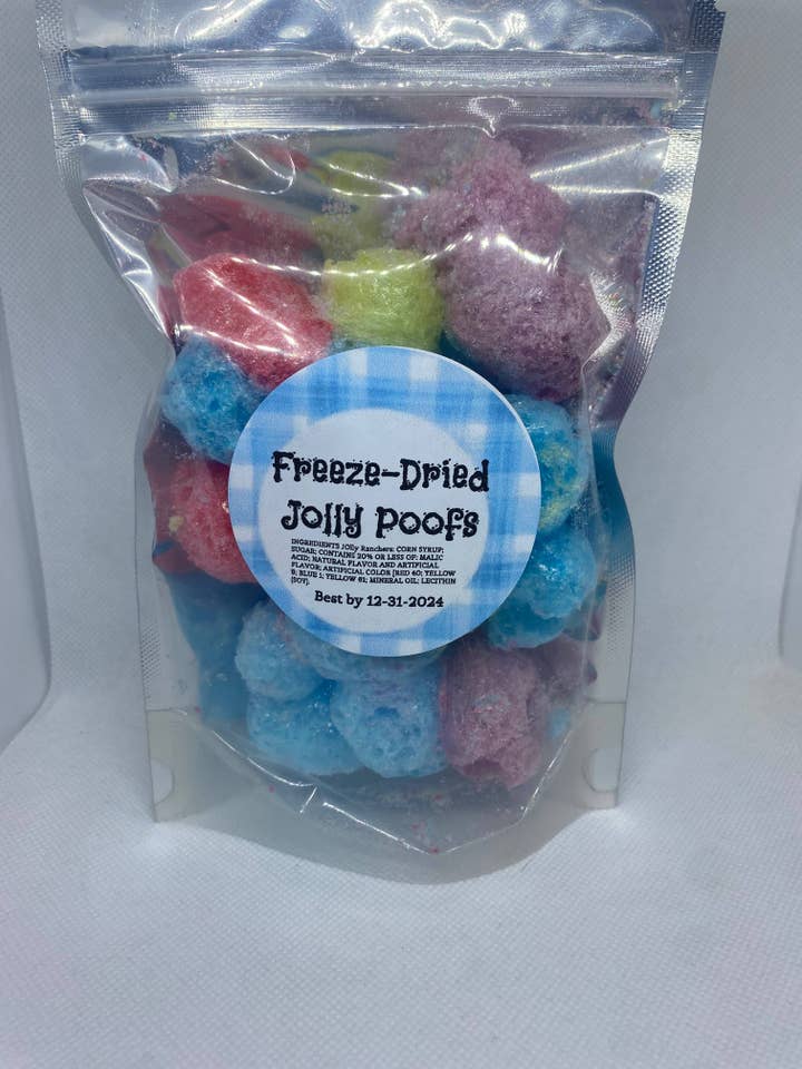 Freeze Dried candy Jolly Poofs (made with Jolly Ranchers) for wholesale by Freeze Dried Pickle Favorites and more