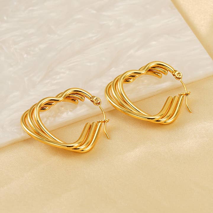 Irregular Shape Stainless Steel Gold Color Hoop Earrings for wholesale by SHINE BUY