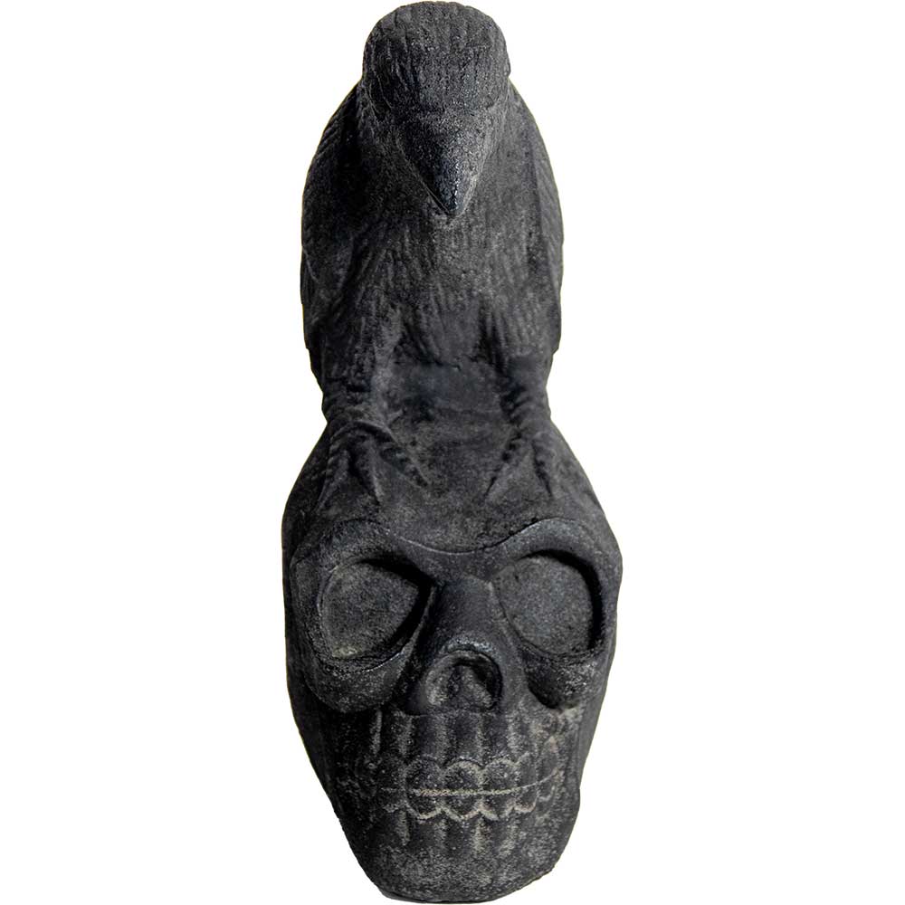 Kheops International – wholesale Outdoor ornament/decor – Volcanic Stone Statue - Skull & Raven1