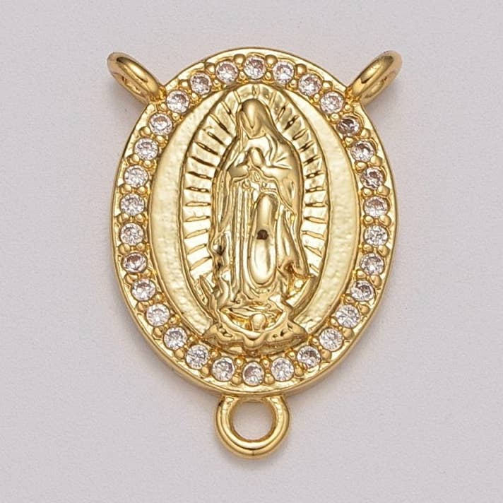 Aim Eternal - Vendita all'ingrosso Ciondolo/pendente - Nostra Signora di GUADALUPE Medaglione del Rosario Madonna Gioielli Cattolici Vergine Maria CENTRI in Oro Riempito 14k Y-3810